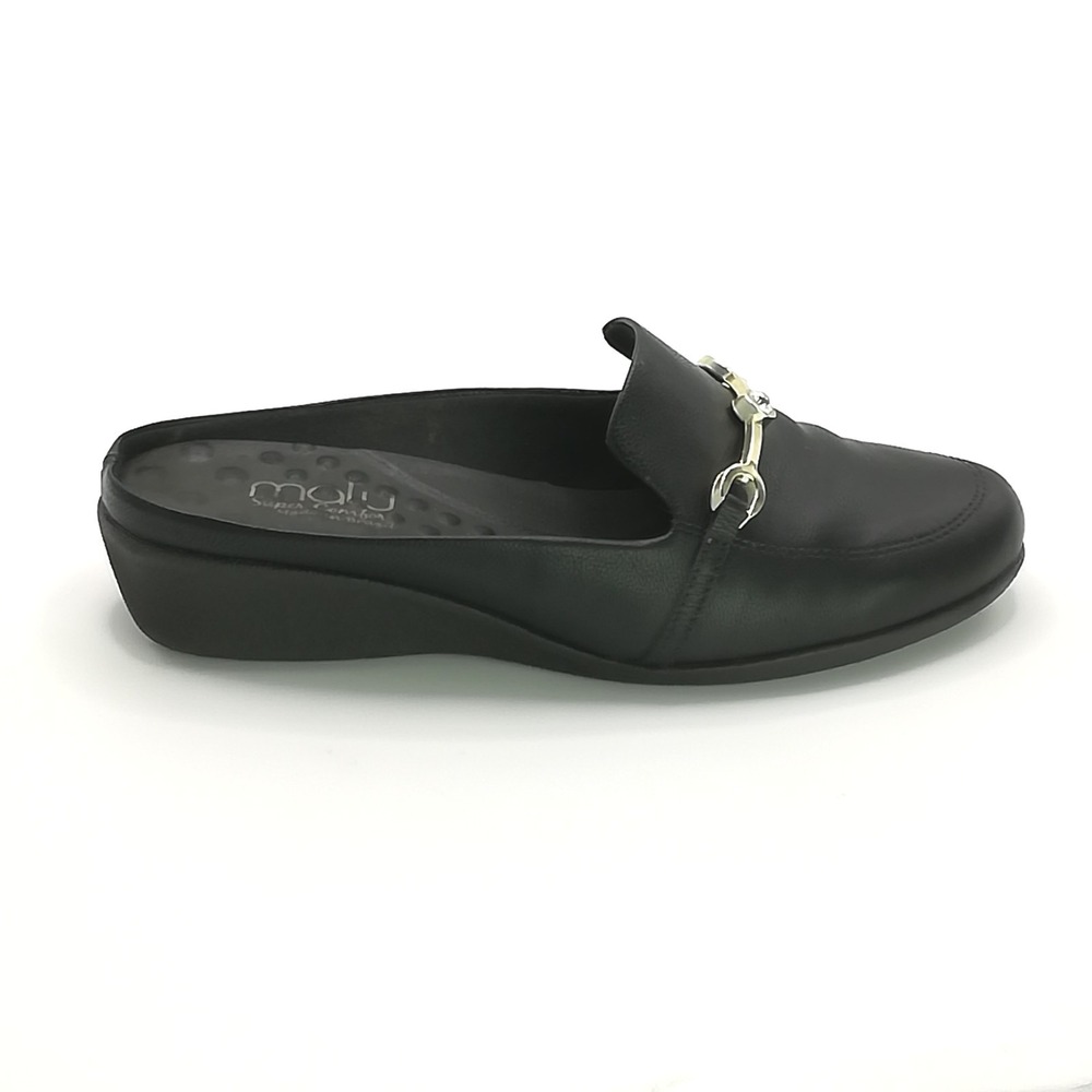 Malu Shoes Womens Mules Supercomfort Nettar Black Open Back Slip On 9